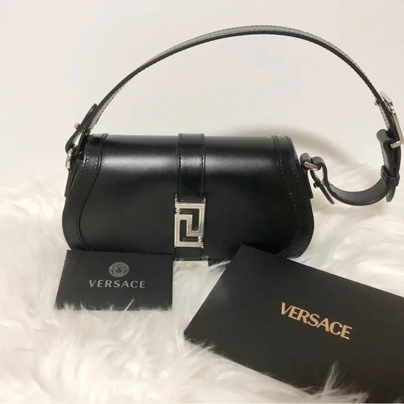 Authentic VERSACE Black Calf Leather Mini Greca Goddess Shoulder Bag - Picture 5 of 11